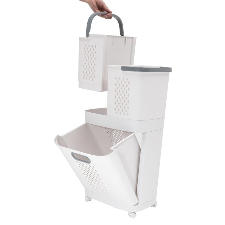 Laundry Basket 3 Tier Rolling Laundry Cart with Wheel Washing Hamper  Storage Bin Removable Storage Basket with HandleToys Clothing Organization  for