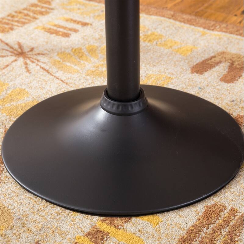 Black Round Top Adjustable Height with Black Leg and Metal Bar Table