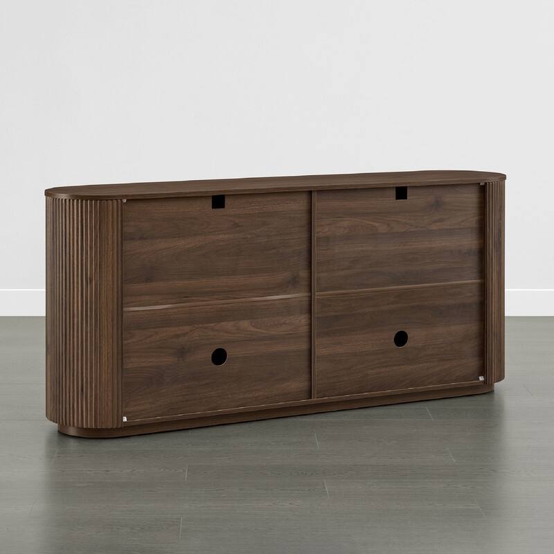 Spruce & Spring 70-inch Wide Modern Sideboard Cabinet with Semi-Cylindrical Columns