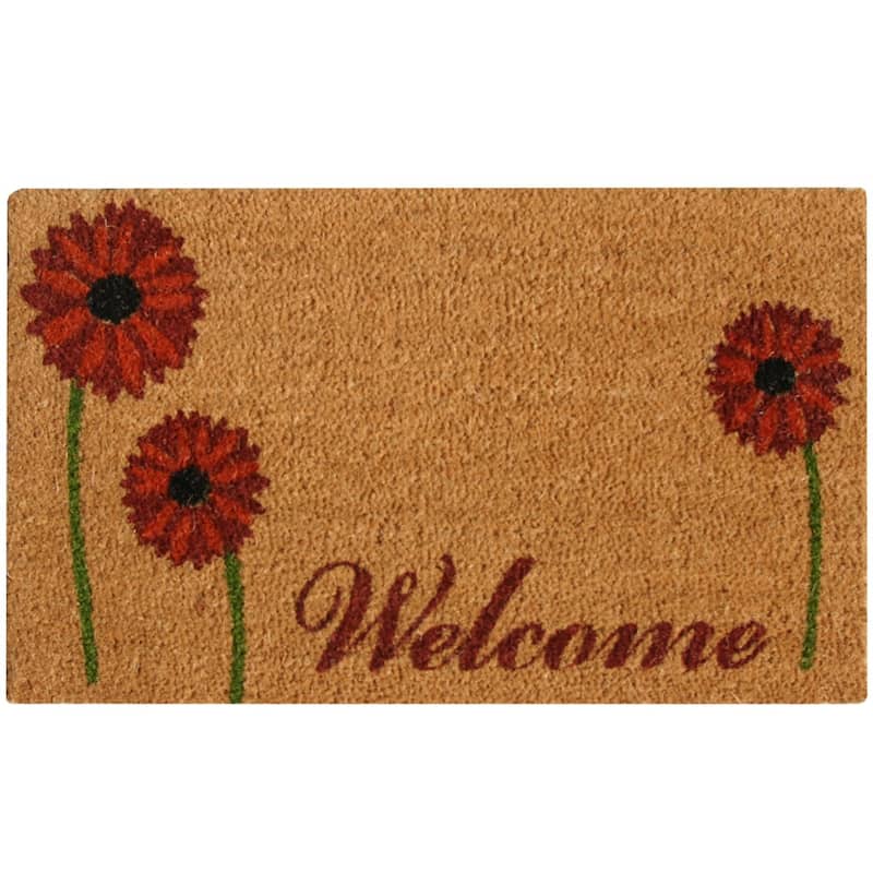 Rubber-Cal "Field of Red Daisies" - A Welcome Flower Mat 15mm X 18" X 30"