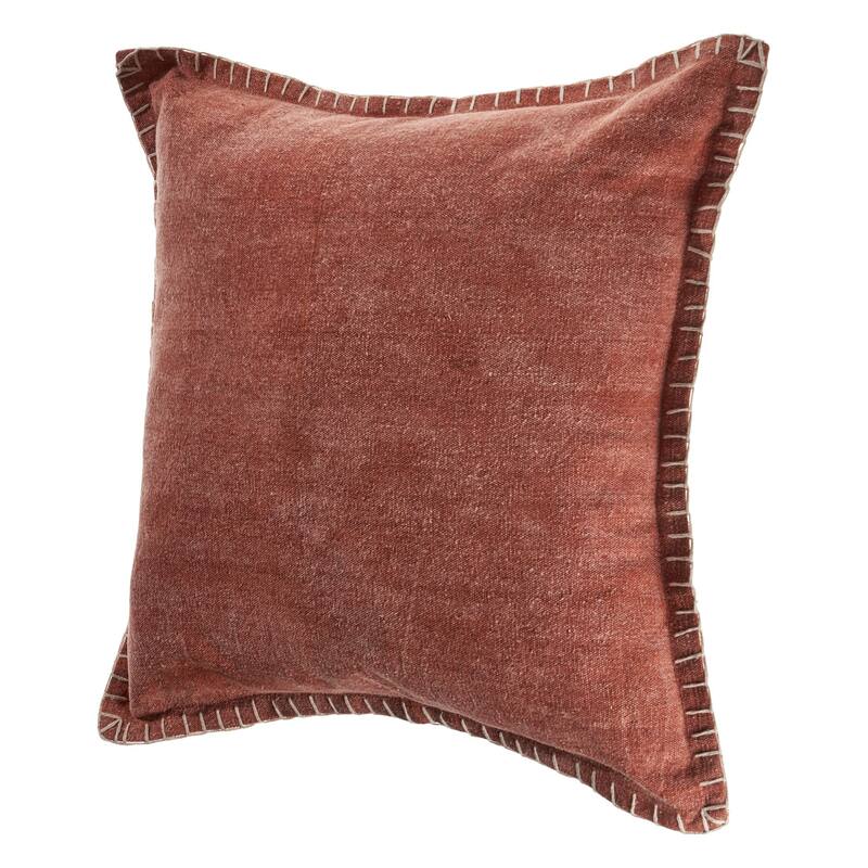 24" Clay Brown Solid Square Throw Pillow with Embroidered Edges
