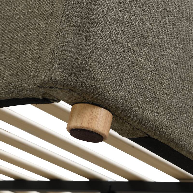 Christopher Knight Home - Thalassa Linen Bed Frame with Curved Headboard and Solid Wood Legs