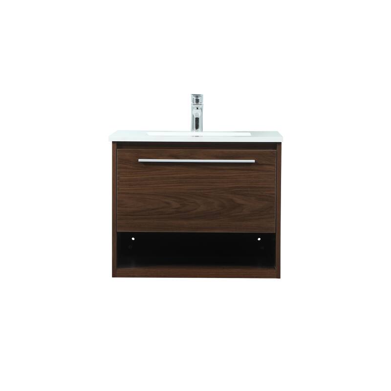 Brush 24 - 30 Inch Single Bathroom Vanity - Walnut - 24 Inches