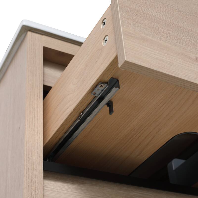 24 Inch Plywood Bathroom Vanity With Black Ceramic Sink and Two Soft Close Drawers