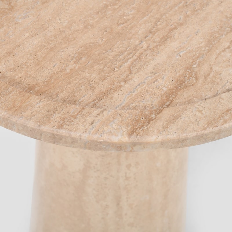 Round Marble Top Pedestal End Table - 24" - Beige