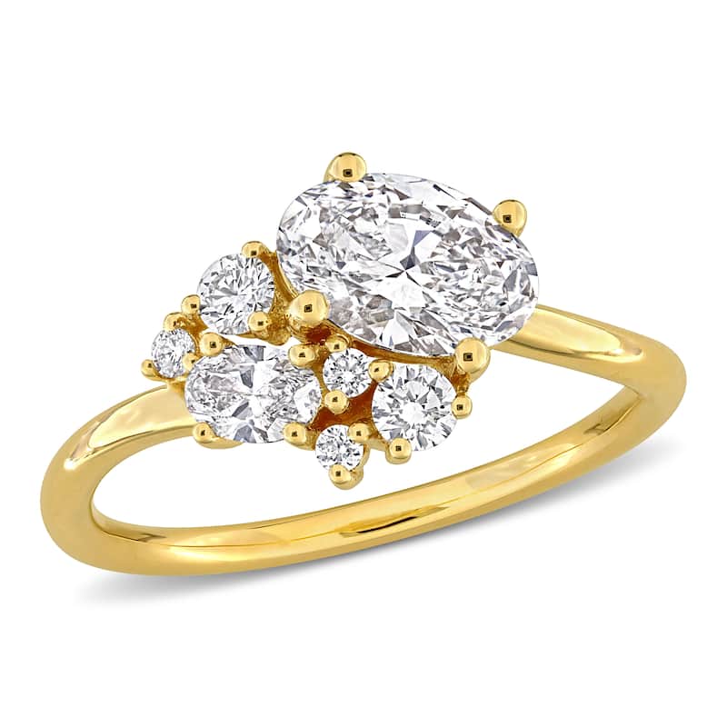 1 1/3ct TDW Oval-Cut Lab-Grown Diamond Ring in 14k Yellow Gold