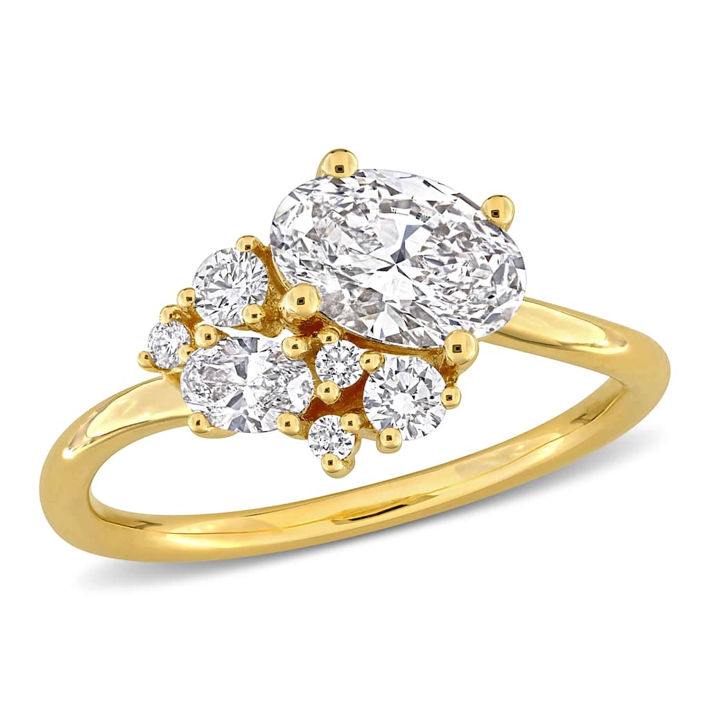 1 1/3ct TDW Oval-Cut Lab-Grown Diamond Ring in 14k Yellow Gold