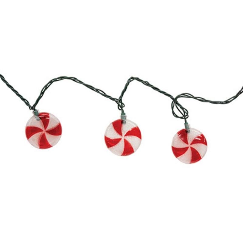 Red White Peppermint Candy Lights 6ft Indoor Decorative Strand - Size: 6' long - White/Red