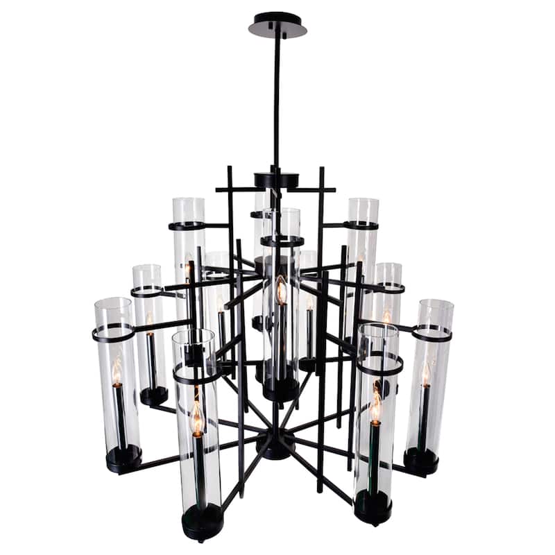 Sierra 12 Light Up Chandelier With Black Finish