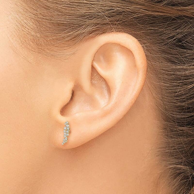 Curata 14k Yellow Gold CZ Cubic Zirconia Cluster Post Earrings - 11.1mm long