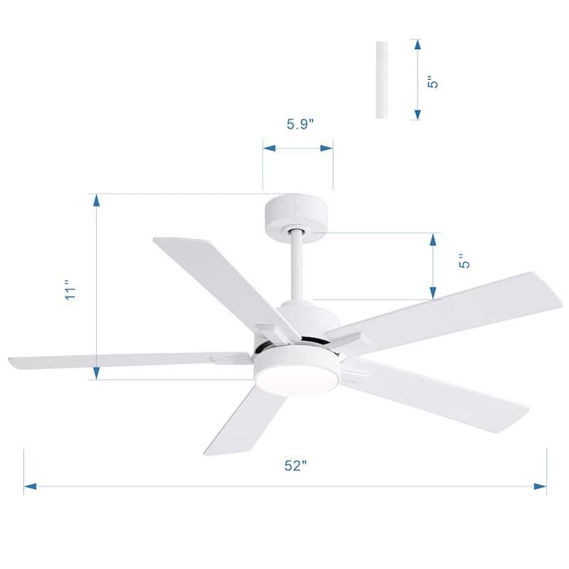 52 inch 5 Blade LED Ceiling Fan with Remote and Light Kit