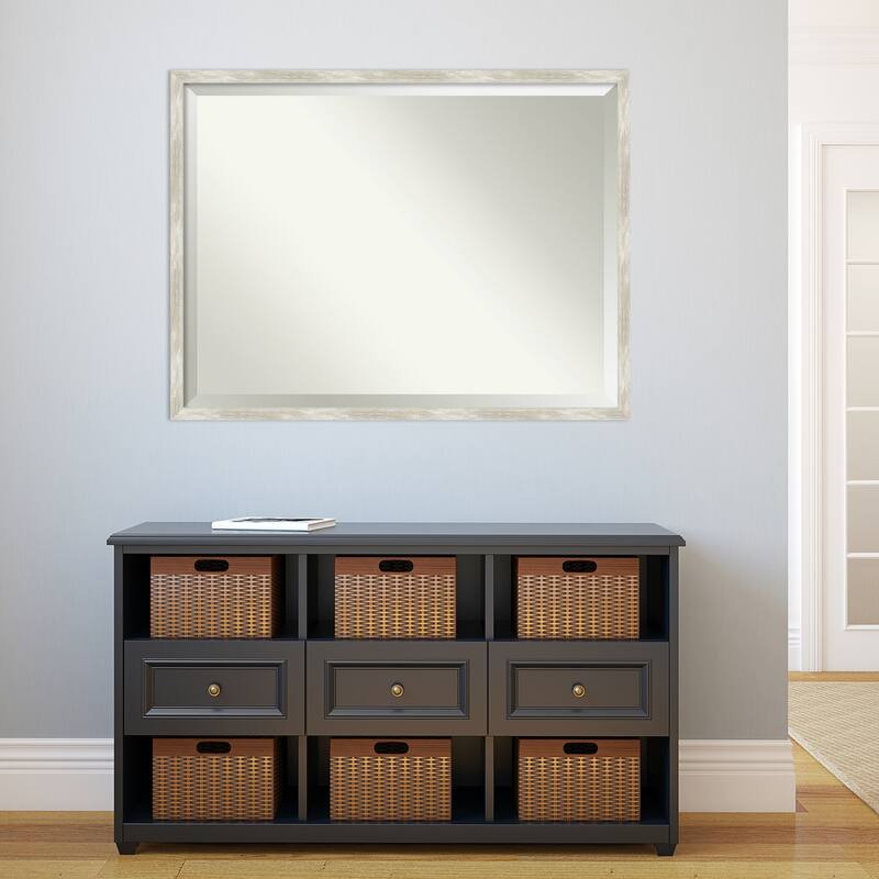 Beveled Wall Mirror - Crackled Metallic Narrow Frame - Crackled Metallic Narrow