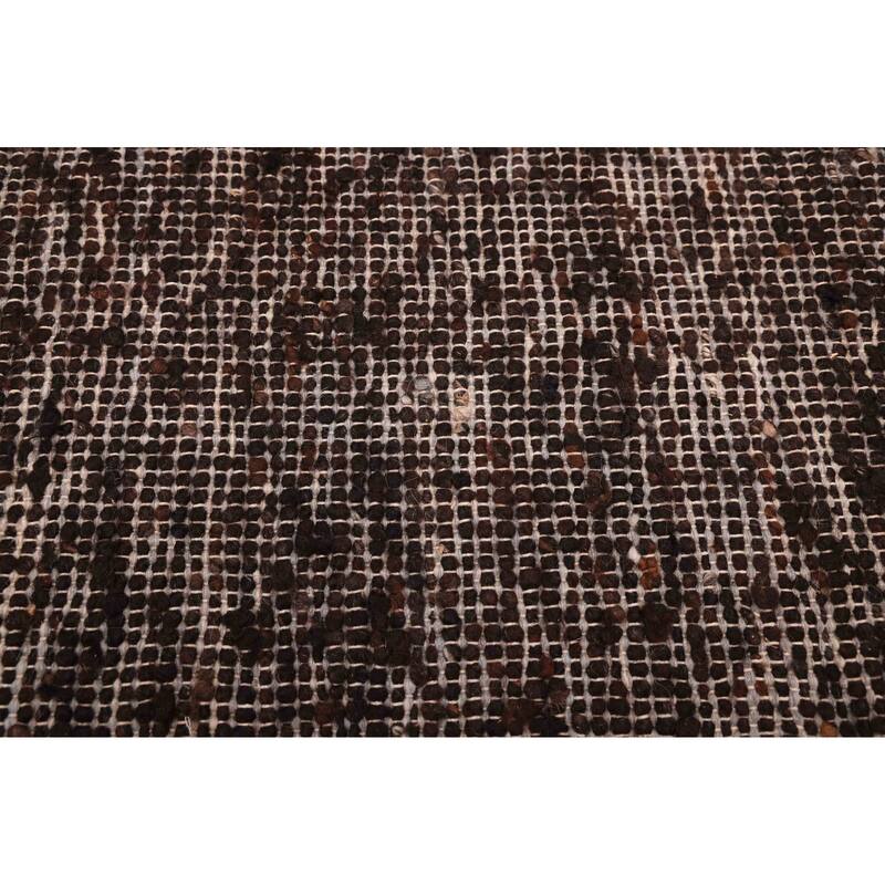 ECARPETGALLERY Braid weave Sienna Dark Brown Wool Kilim - 8'0 x 10'0