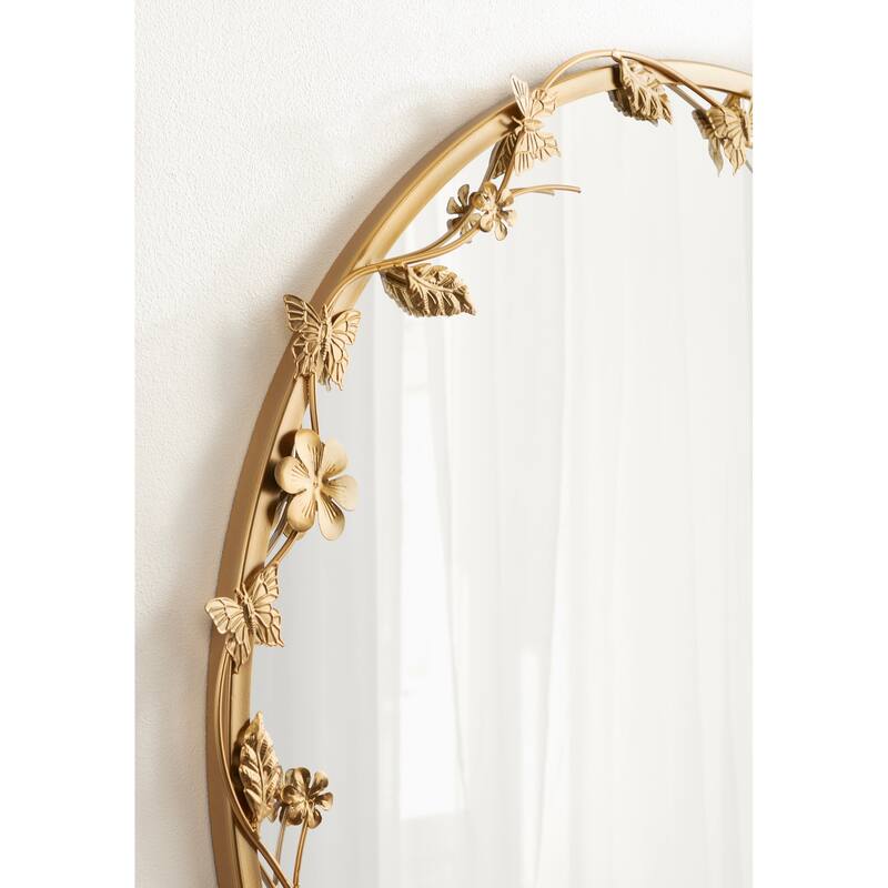 Kate and Laurel Rosella Floral Wall Mirror Metal