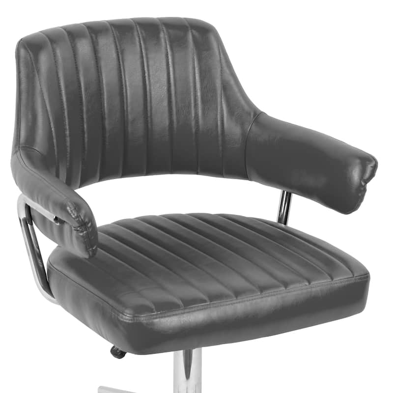 Avery Grey Faux Leather Adjustable Height Swivel Office Chair w/ Arms
