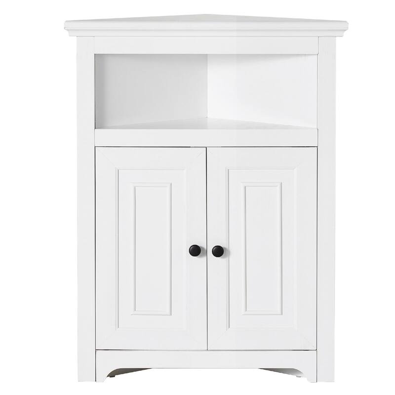 Corner Cabinet 32" with 2 Doors and Adjustable Shelves for Home Storage - 25.4 x 12.8 x 33.3 in