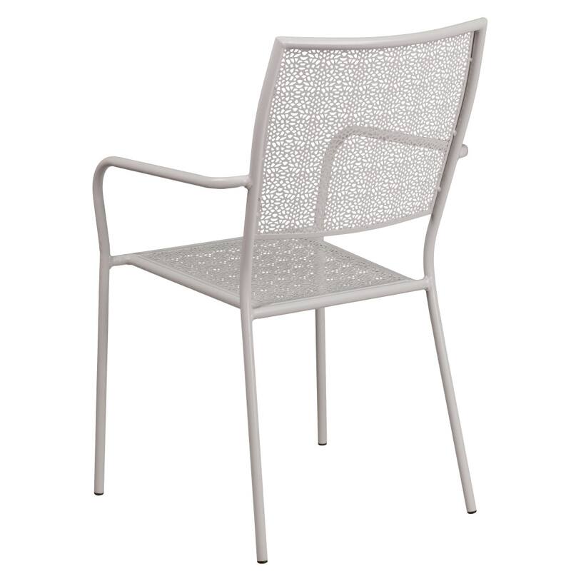 Indoor-Outdoor Steel Patio Arm Chair with Square Back