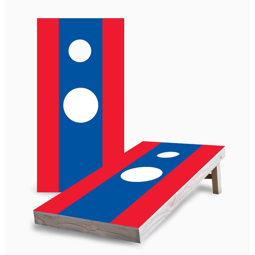 Laotian Flag Corn Hole Board Set with Hole Lights