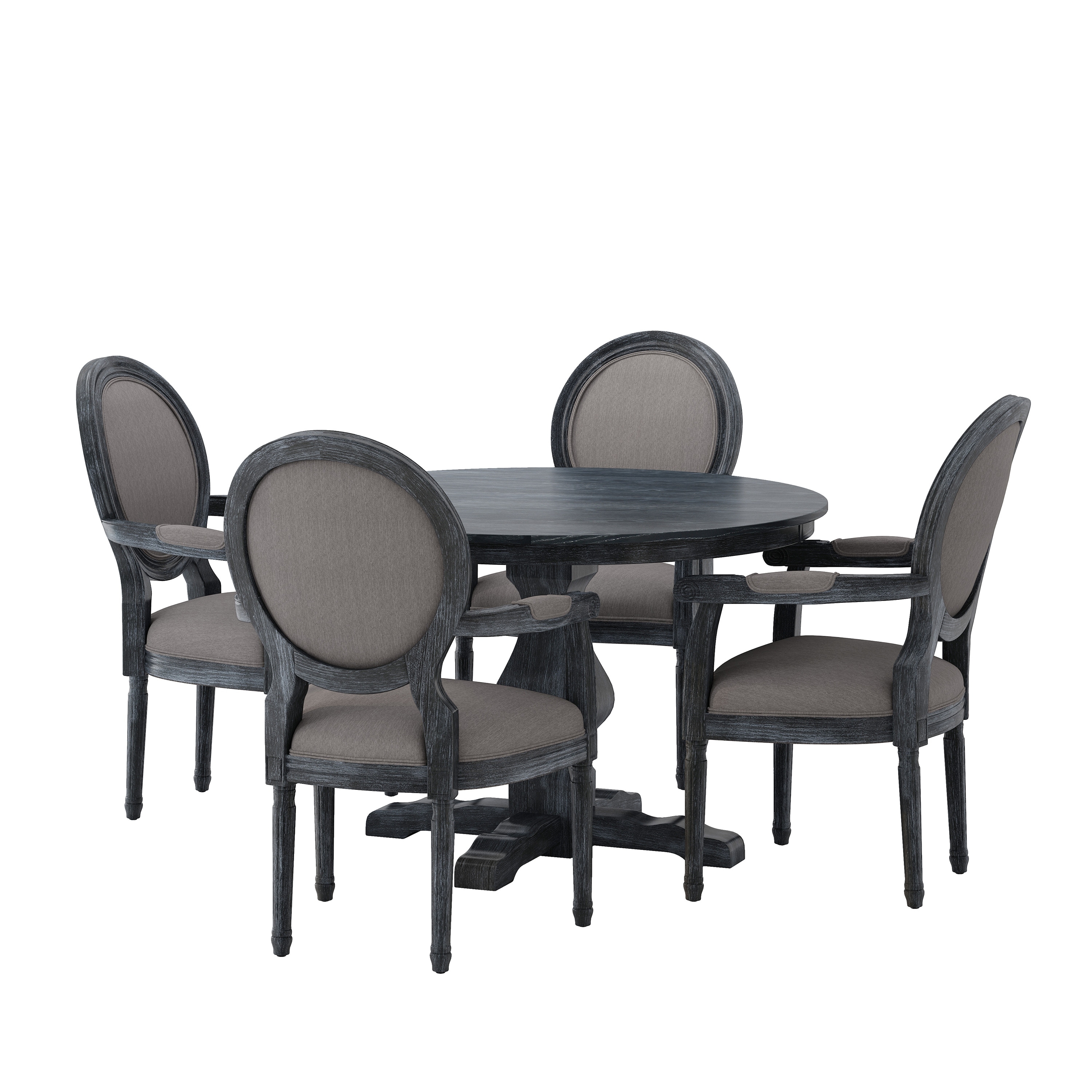 Joretta Upholstered 5 Piece Circular Dining Set by Christopher Knight Home