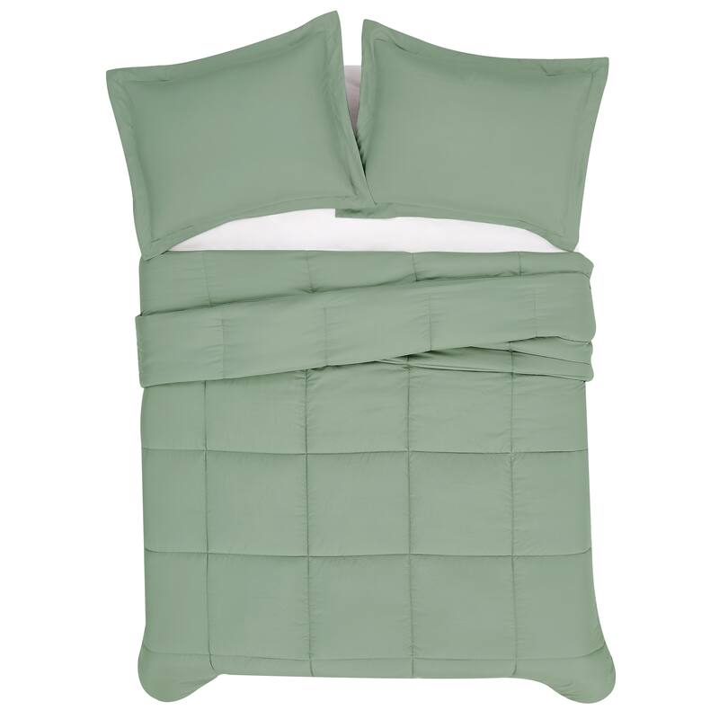 London Fog Garment Wash Solid 3 Piece Comforter Set