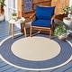 preview thumbnail 28 of 89, SAFAVIEH Courtyard Sherrie Border Indoor/ Outdoor Waterproof Patio Backyard Rug 6'7" x 6'7" Round - Beige/Navy