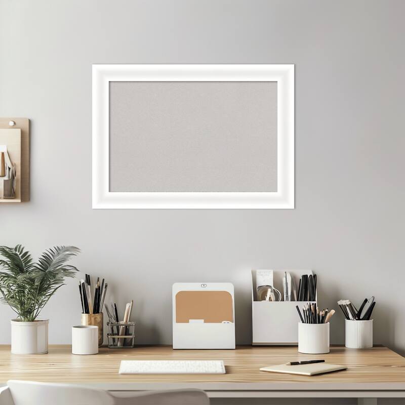 Oliver White Narrow Wood Framed Cork Board - Bulletin Board, Organization Board, Pin Board