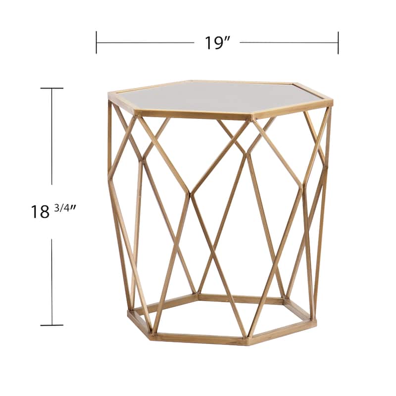 SEI Furniture Grant Antiqued Gold Mirrored Geometric Accent Table