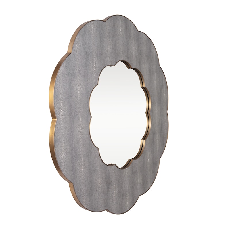 Varaluz Scallop Wall Mirror - Gray Shagreen/Weathered Brass