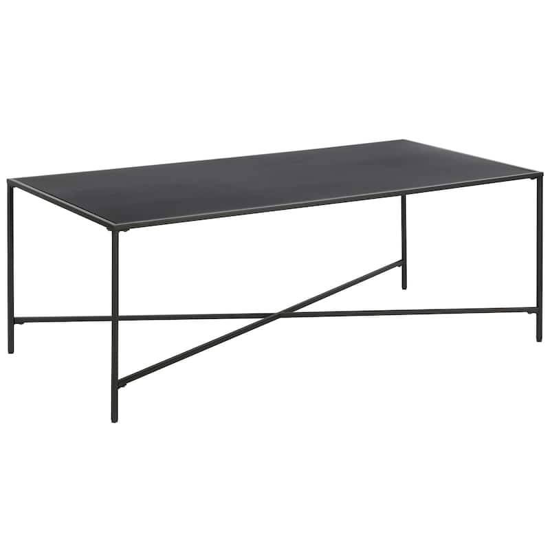 Henley 48" Wide Rectangular Coffee Table with Glass Top - Blackened Bronze with Metal Top - Metal