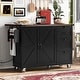 preview thumbnail 6 of 19, 54.5''W Farmhouse Mobile Kitchen Island with Power Outlet, Drop Leaf - Rolling Kitchen Cart with Storage for Dining Room