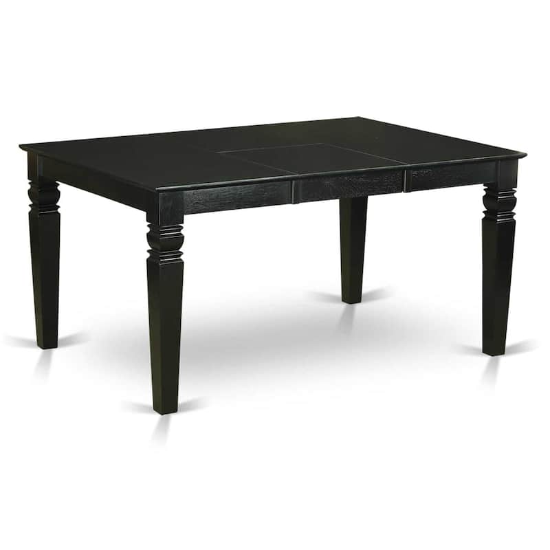 HomeStock 5-Piece Rectangle Black Finish Solid Wood Top Dining table with 4-Chairs with Butterfly Leaf Lattice Back