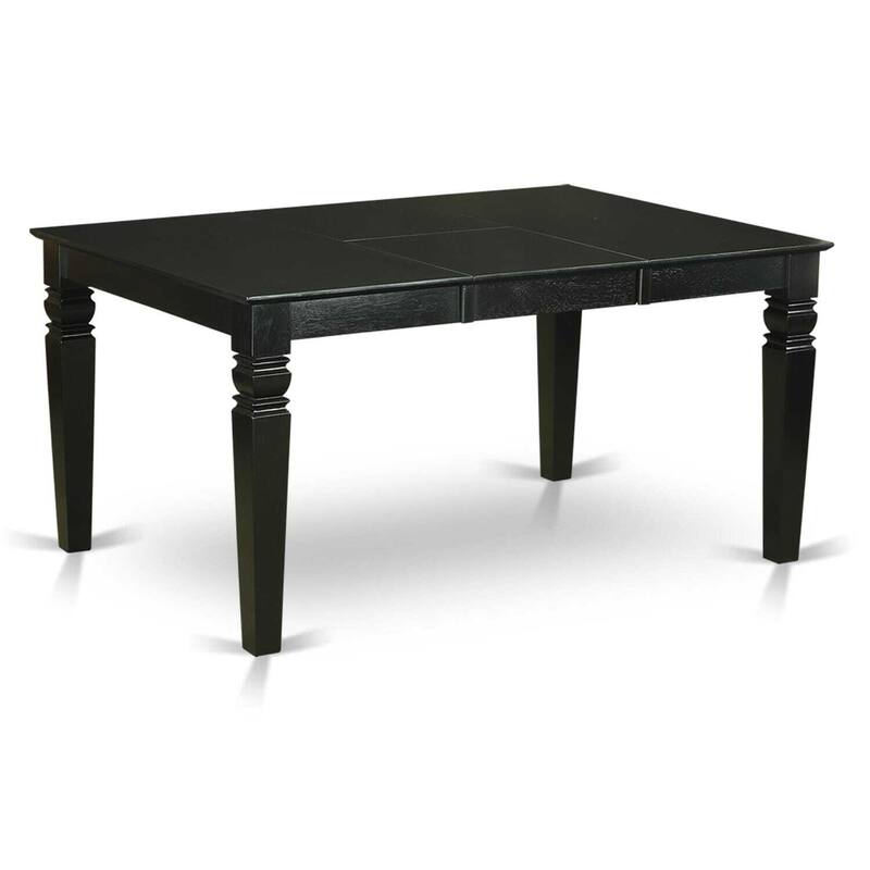 HomeStock 7-Piece Rectangle Black Finish Solid Wood Top Dining Table with 6 Chairs with Lattice Back