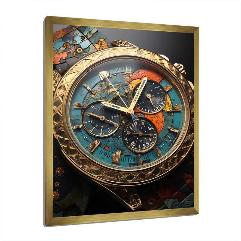 Designart "Luxury Watch Bronze Infinity III" Watches Framed Wall Art Living Room