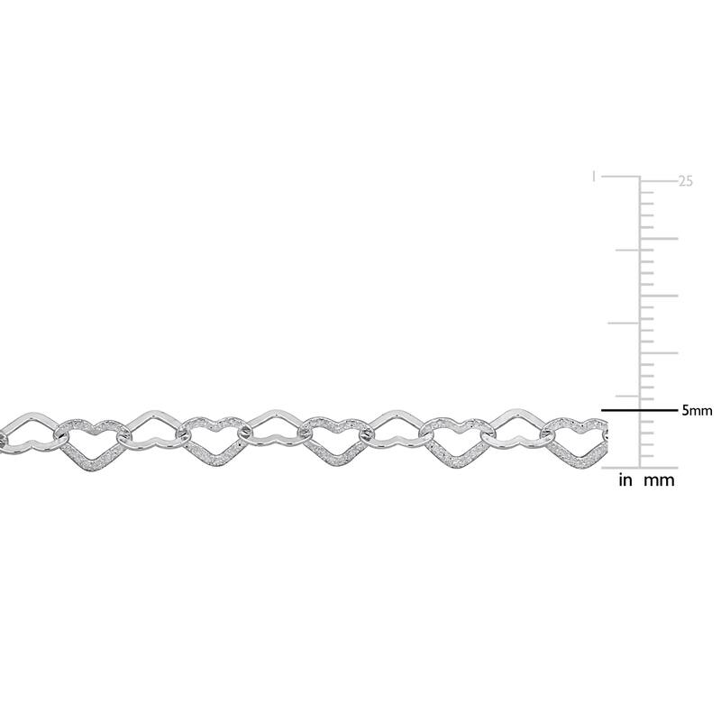 Miadora 5mm Alternating Textured Heart Link Bracelet Sterling Silver-7.25 in