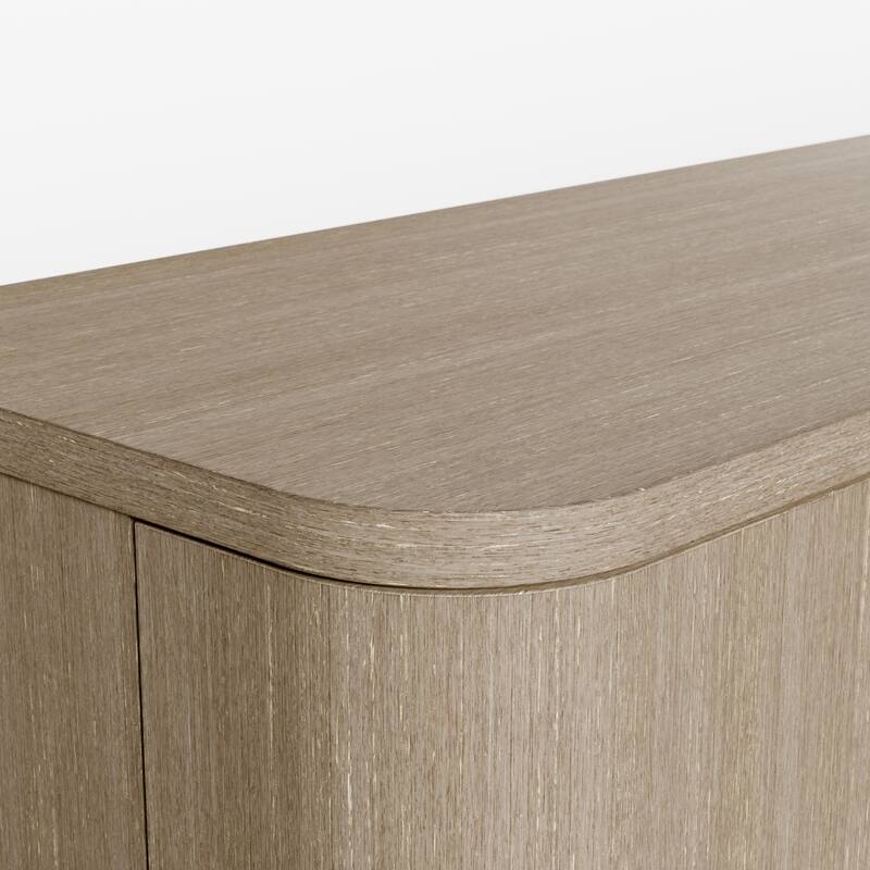 Light Oak Sideboard Buffet Cabinet with 4 Drawers & 2 Doors, Push-to-Open System, Waterproof Surface & Anti-Tip Kit Dresser