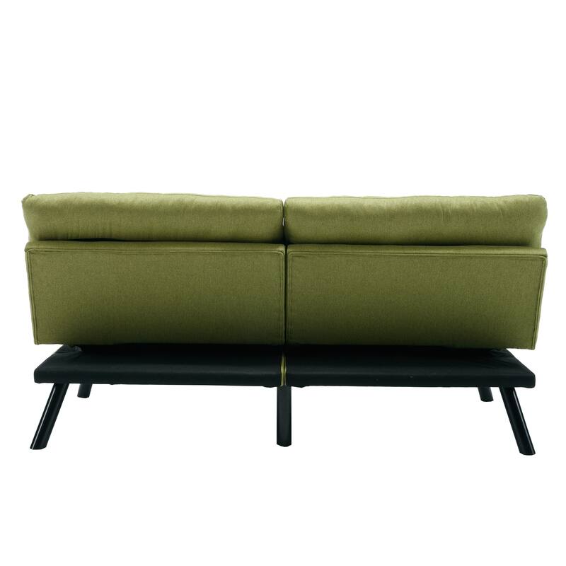 Modern Upholstered 2 Seaters Sleeper Sofa with Thick Cushion and Metal Feet