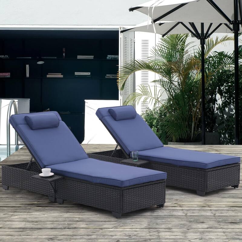 Outdoor Patio Chaise Lounge Chair,Lying in bed with PE Rattan and Steel