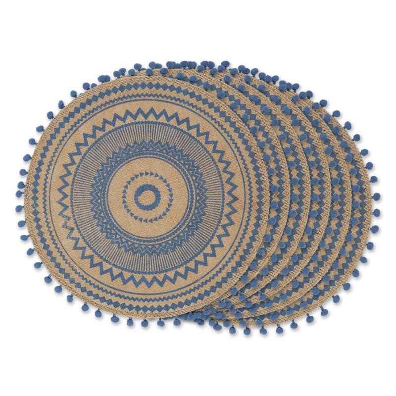 DII Block Print On Natural Round Jute Placemat (Set of 6)
