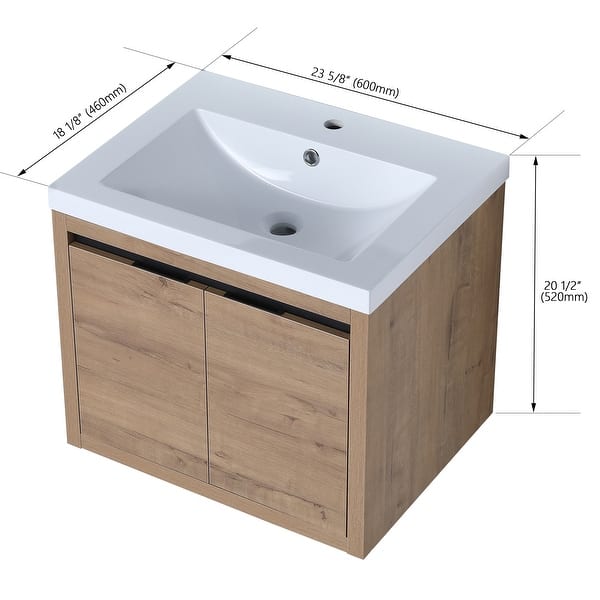 dimension image slide 1 of 13, Beingnext 24"/30"/48" Bathroom Vanity with Sink, Floating Bathroom Vanity With Soft Close Door