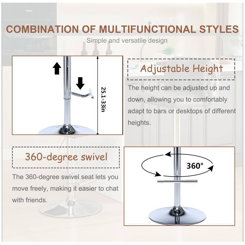 Modern Upholstered Swivel Adjusatble Height Barstools Set of 4