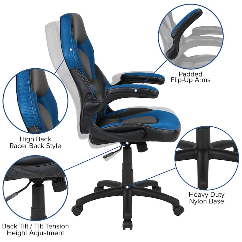 High Back Racing Style Ergonomic Gaming Chair with Flip-Up Arms