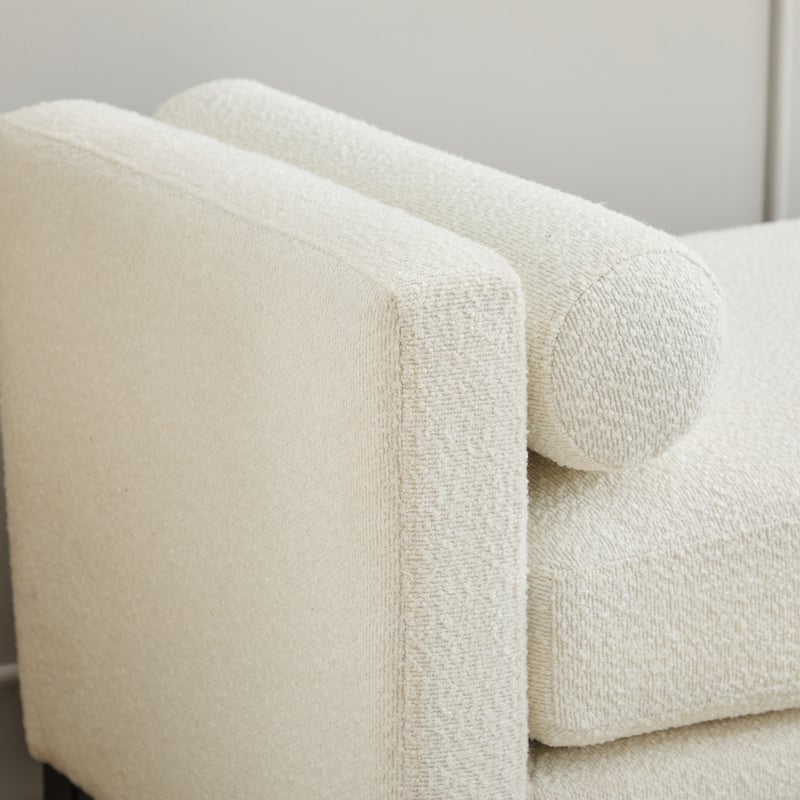 66.34" Fabric Upholstered Bench with 2 Bolster Pillows, Long End of Bed Ottoman with Wood Legs for Bedroom, Entryway