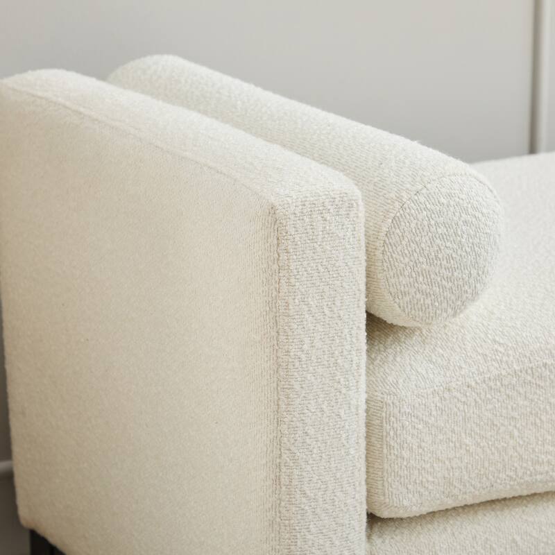 Roomfitters 66.34" Upholstered Bench Daybed with Fluted Wood Legs and 2 Bolster Pillows, Bedroom Entryway