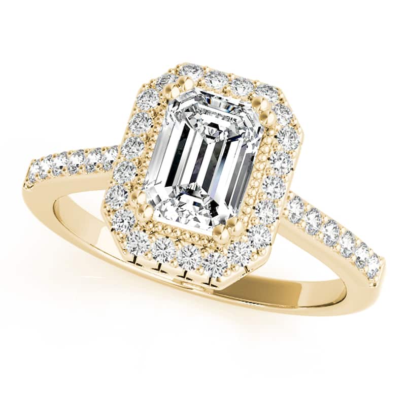 Auriya 14k Yellow Gold Lab Grown Emerald Diamond Halo Engagement Ring 0.50 to 5.00 ct. tw. (F-G VS) - 0.50 ct. center - 4.5