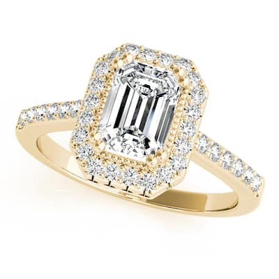 Auriya 14k Yellow Gold Lab Grown Emerald Diamond Halo Engagement Ring 0.50 to 5.00 ct. tw. (F-G VS)
