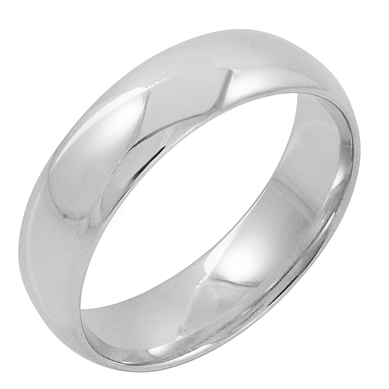 Men's 14K White Gold 6mm Comfort Fit Plain Wedding Band (Available Ring Sizes 8-14) - 12