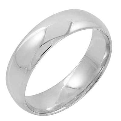 Oxford Ivy Men's Solid Classic 10K White Gold 6mm Comfort Fit Plain Wedding Band (Available Ring Sizes 8-14)