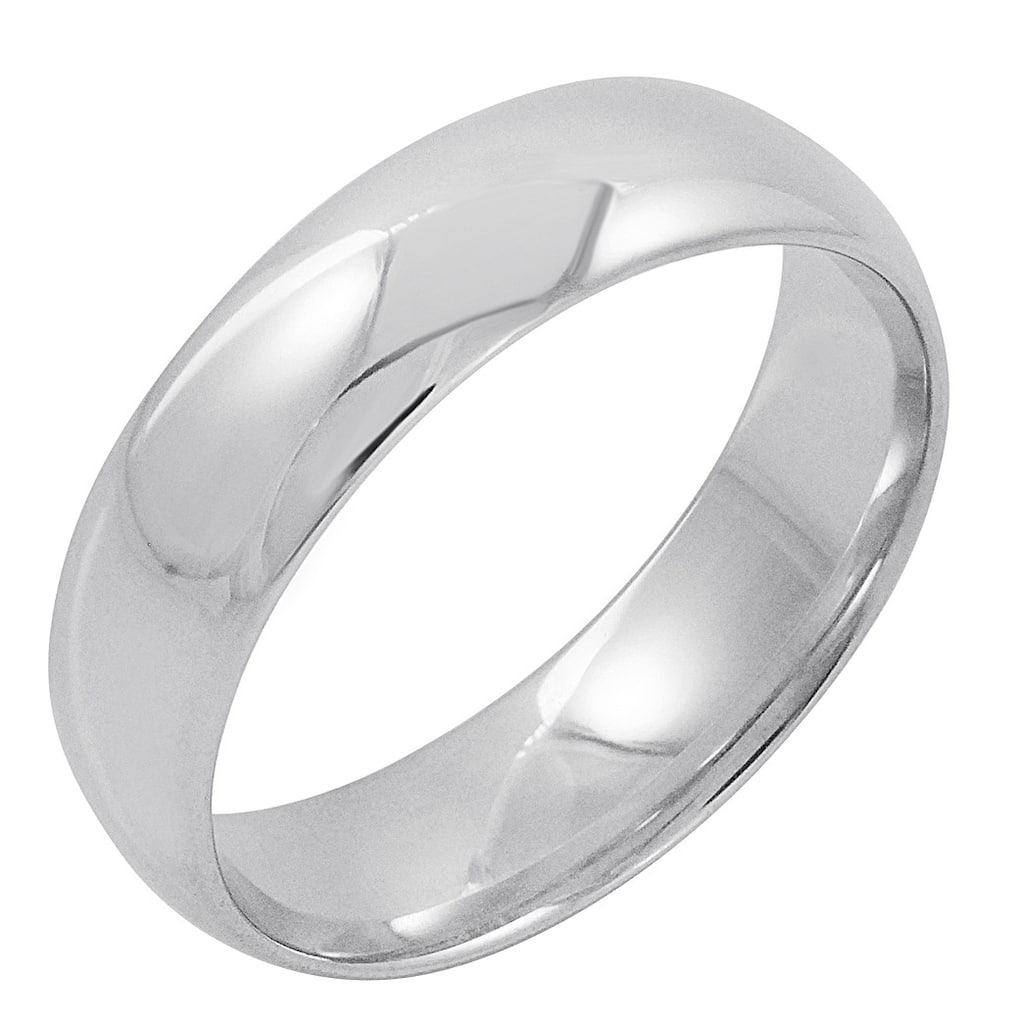 Oxford Ivy Men's Solid Classic 10K White Gold 6mm Comfort Fit Plain Wedding Band (Available Ring Sizes 8-14)