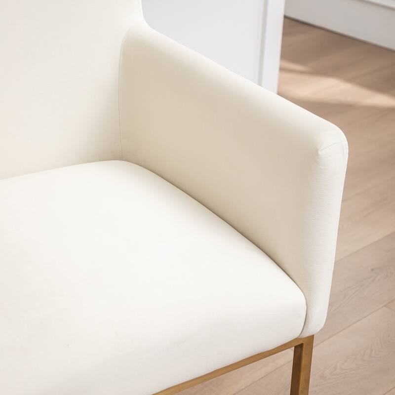 SEYNAR Mid Century Modern Velvet Accent Armrest 27-inch Tall Bar Stool Set of 2 with Metal Frame