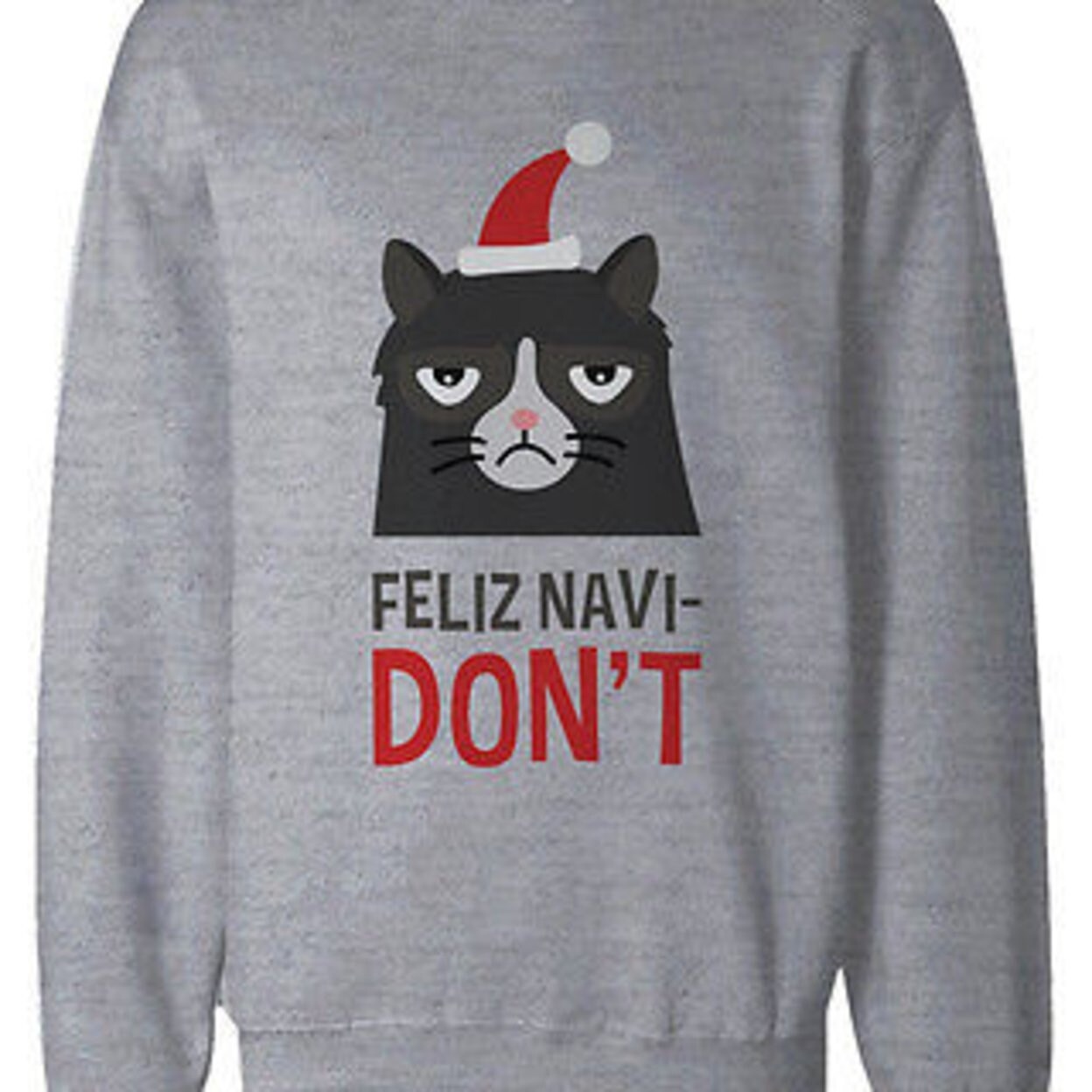 Shop Funny Grumpy Cat Holiday Graphic Sweatshirts Unisex Grey